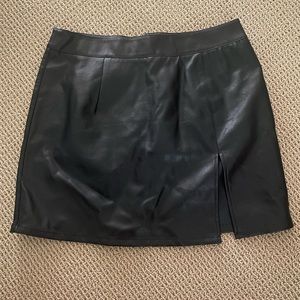 Black faux leather skirt